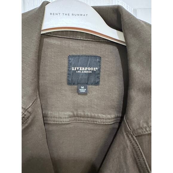 Liverpool Los Angeles Women's Olive Night Bradford Moto Denim Jacket Size Medium - Picture 2 of 8